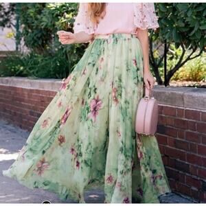 Chicwish Maxi Floral Print Skirt Womens XS/S Whimsy Fairycore Romantic wedding